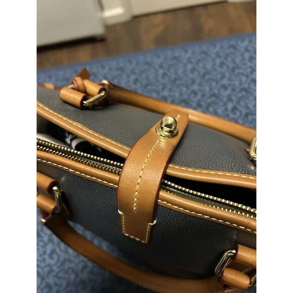 Dooney & Bourke Shelby Shopper Tote Gray Tan Leather Shoulder Bag Satchel Purse - Picture 4 of 16